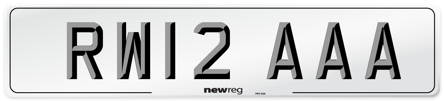 RW12 AAA Number Plate from New Reg
